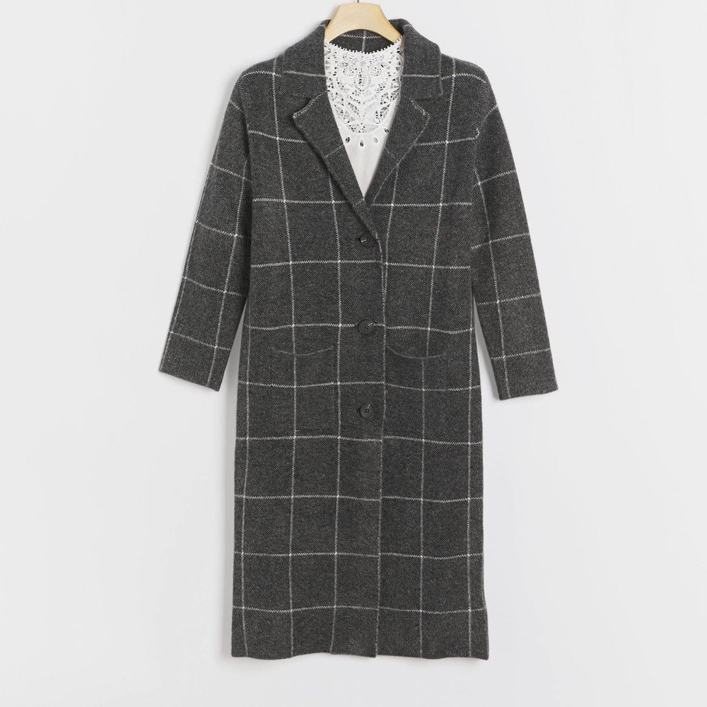 Anthropologie Solenne Windowpane Sweater Jacket